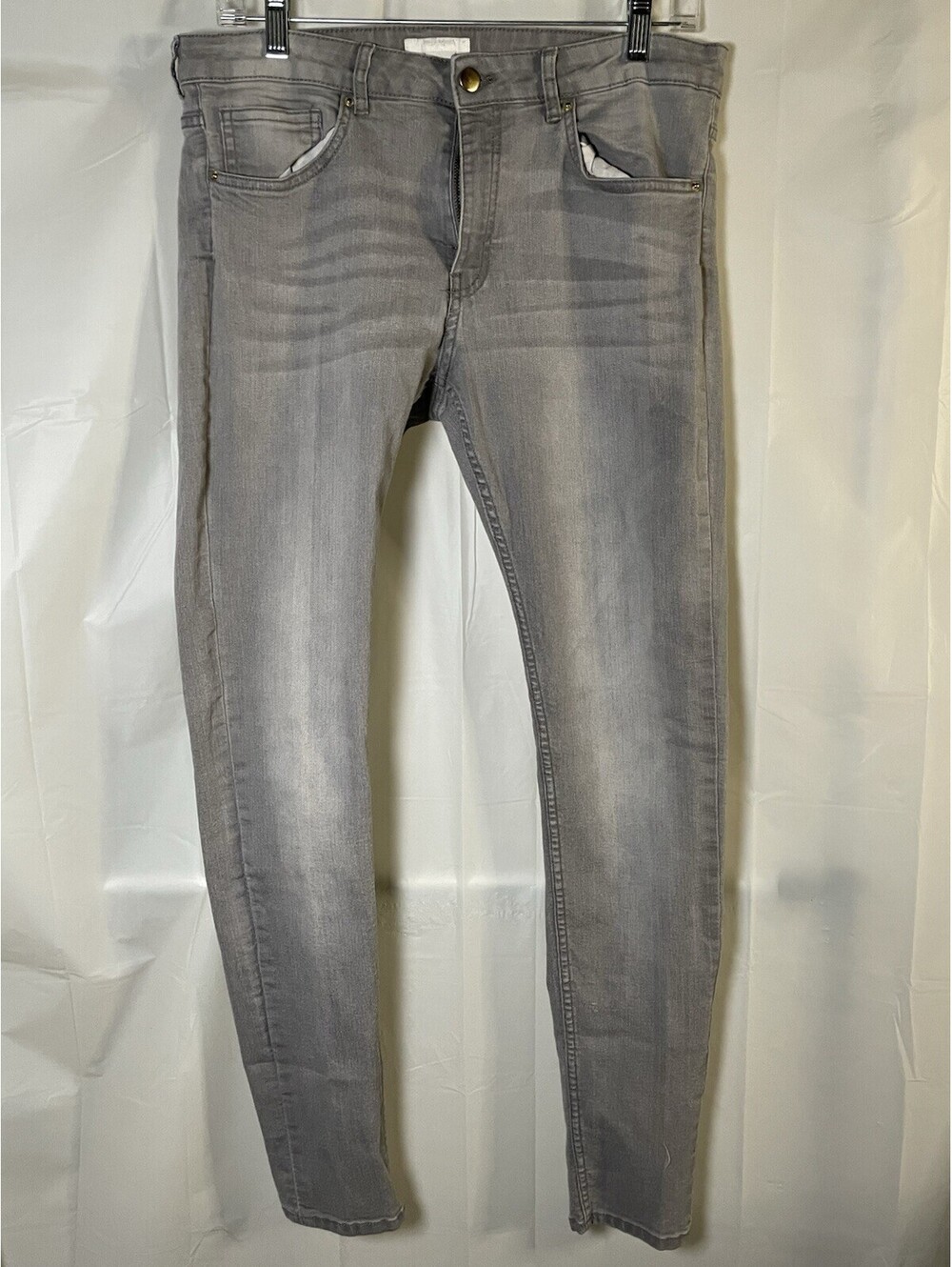 HM Womens Size 12 Gray Skinny Jeans Stretch Denim Solid Everyday Slim Fit Pants